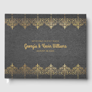 Livre D'or Bordure de dentelle Vintage en cuir noir