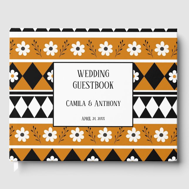 Livre D'or Bordure Fleur Diamant Boho Motif Floral (Recto)