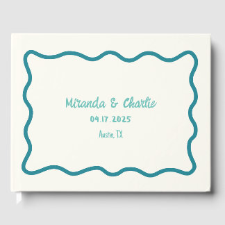 Livre D'or Bordure Wavy minimal Whimsical Turquoise manuscrit