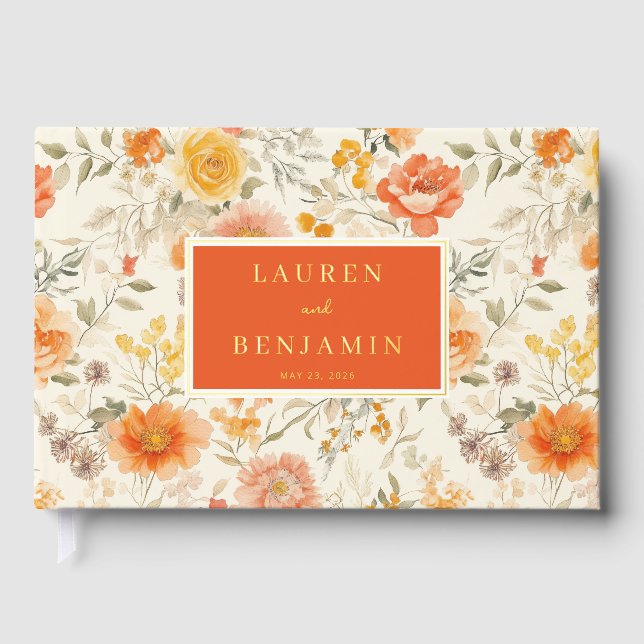 Livre D'or Botanique Florale Orange Joyeuse (Recto)