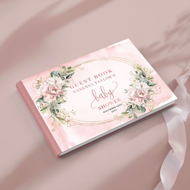 Livre d'or botanique poussiéreux rose tendre (Soft Botanical Dusty Pink Guest Book)