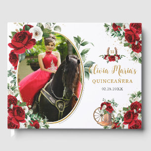 Livre D'or Bottes Charro Florales Rouges et Blanches Quincean