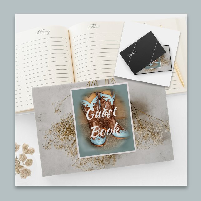 Livre D'or Bottes nuptiales et fleurs séchées (Créateur téléchargé)