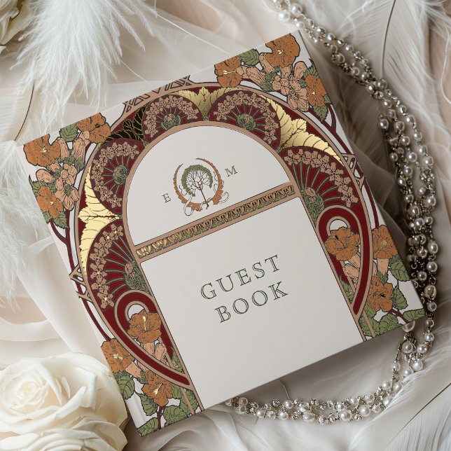 Livre D'or Bougainvillea Bourgogne Burning Orange Mariage or (Créateur téléchargé)