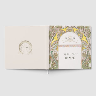 Livre D'or Bougainvillea Marine Blue Gold Mariage Art Nouveau