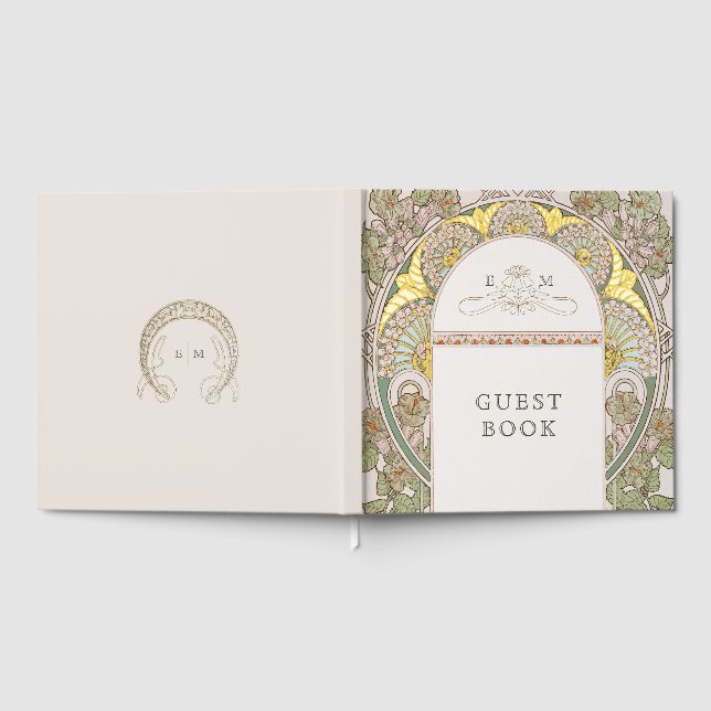 Livre D'or Bougainvillea Marine Blue Gold Mariage Art Nouveau (Complet)