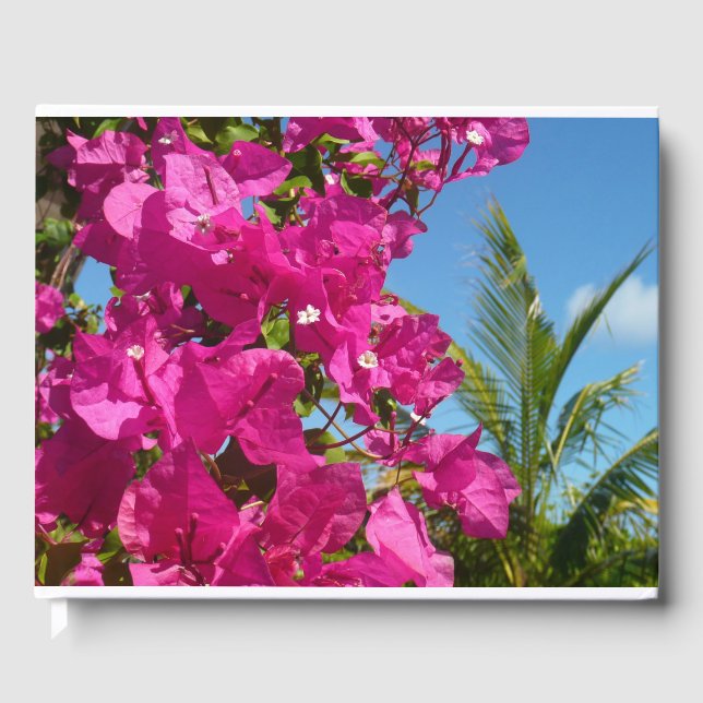 Livre D'or Bougainvilliers et palmiers paysage tropical (Recto)
