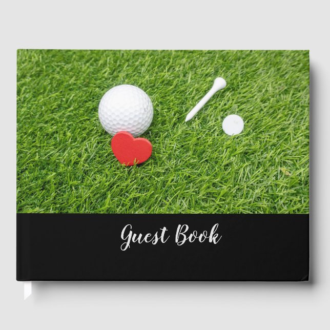Livre D'or Boule de golf avec tee et coeur rouge sur mariage  (Recto)