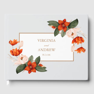 Livre D'or Bouquet Boho avec fleurs flamboyantes Fleurs blanc