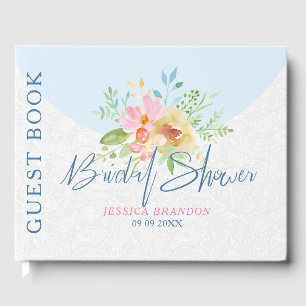 Livre D'or Bouquet de fleurs pastel & typographie élégante