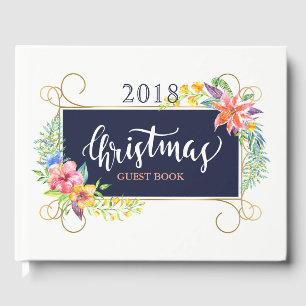 Livre D'or Bouquet de Noël Tropical & Cadre Or
