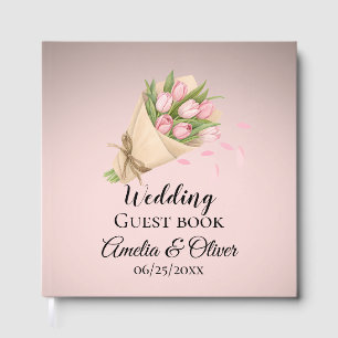 Livre D'or Bouquet de tulipes roses élégant pour mariage
