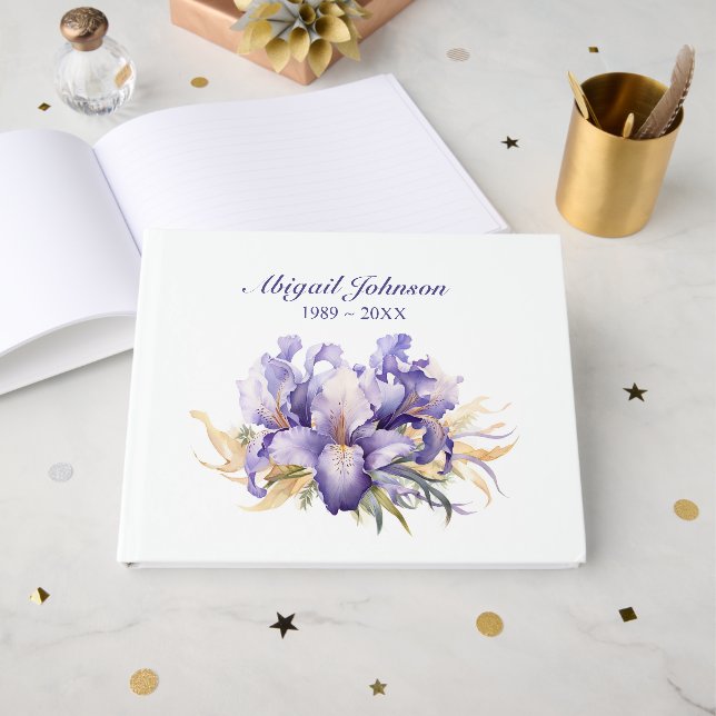 Livre D'or Bouquet d'iris pour le service commémoratif (Recto ouvert)