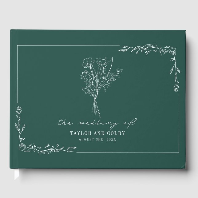 Livre D'or Bouquet Emerald Rustic Mariage (Recto)