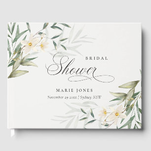 Livre D'or Bouquet Floral de Verdure Blanc Rustique pour Mari