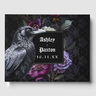 Livre D'or Bouquet floral gothique Moody sur dentelle noire a