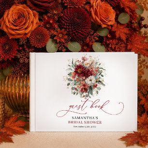 Livre D'or Bourgogne automnal or floral terracotta mariage