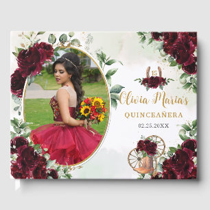 Livre D'or Bourgogne Floral Charro Bottes Quinceanera Photo