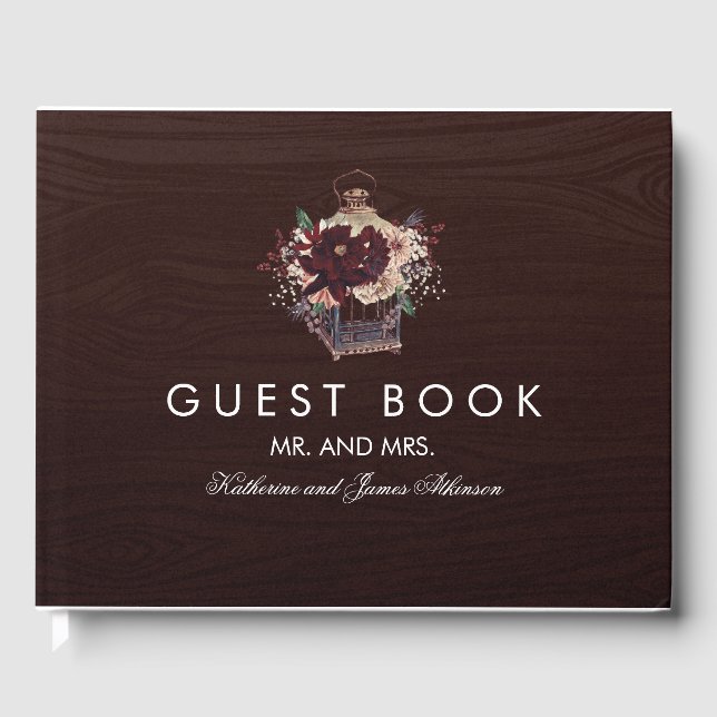 Livre D'or Bourgogne Floral Lanterne Russe Mariage de automne (Recto)