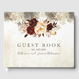 Livre D'or Bourgogne Floral Russe Mariage