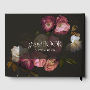 Livre D'or Bourgogne foncé Floral Élégant Romantique Noir