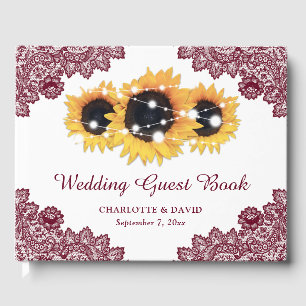 Livre D'or Bourgogne Rustique Chic Mariage de tournesol de de