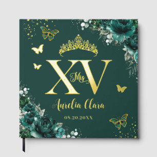 Livre D'or Bouteilles Roses Emerald Gold Quinceañera