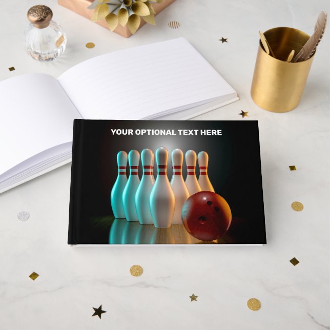 Livre D'or Bowling de texte personnalisé (Recto ouvert)