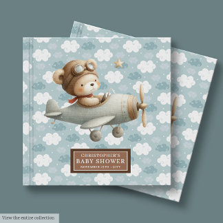 Livre D'or Boy Baby shower Invité Réserver Cute Teddy Bear Pi
