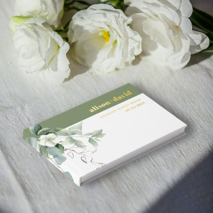 Livre D'or Branche d'Eucalyptus et fleurs blanches feuille ma