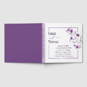 Livre D'or Branche fleurie violette pour fête d'anniversaire