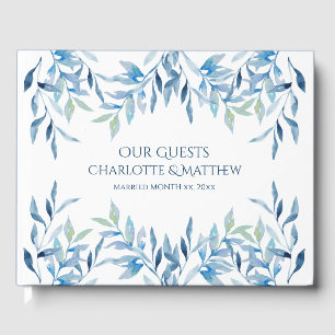 Livre D'or Branches de saule bleu, Mariage d'aquarelle