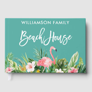 Livre D'or Brosse Script Tropical Floral Family Beach House