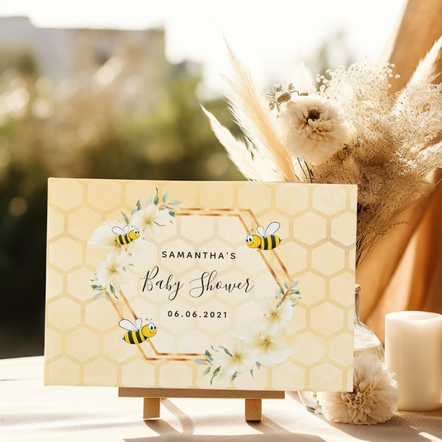 Livre D'or Bumble abeille nid d'abeille baby shower de fleurs (Créateur téléchargé)