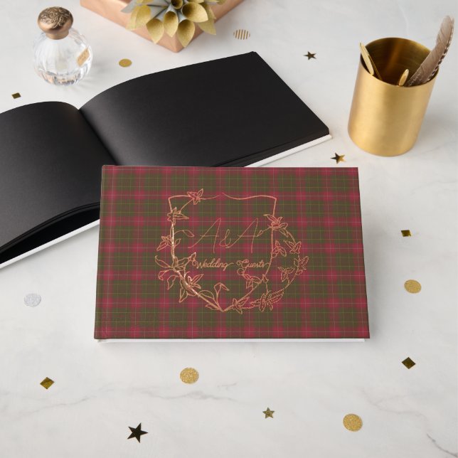Livre D'or Burnett Patiné Original Tartan écossais (Recto ouvert)