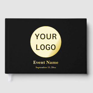 Livre D'or Business Black Gold Foil Logo Nom et date de l'évé