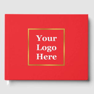 Livre D'or Business Bright Red Gold Élégant votre logo ici