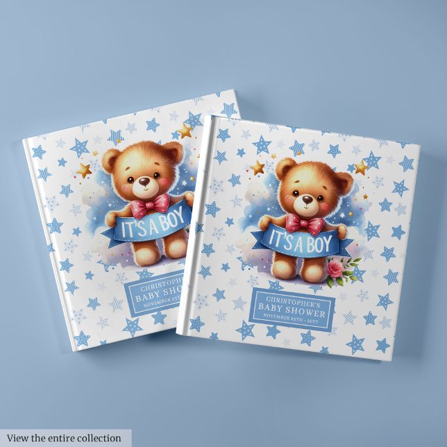 Livre D'or C’est un baby shower d’ours en peluche (Gentle It’s a boy teddy bear baby shower memory book)