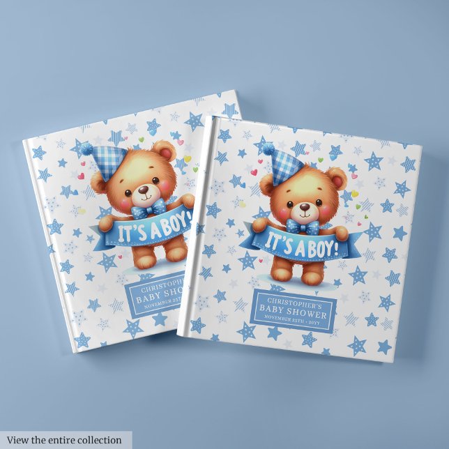 Livre D'or C’est un garçon en peluche baby shower keepsaké (Snuggly It’s a boy teddy bear baby shower keepsake book)