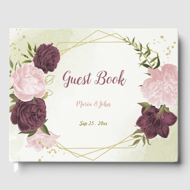Livre D'or cabernet fleurs roses verdure (Recto)