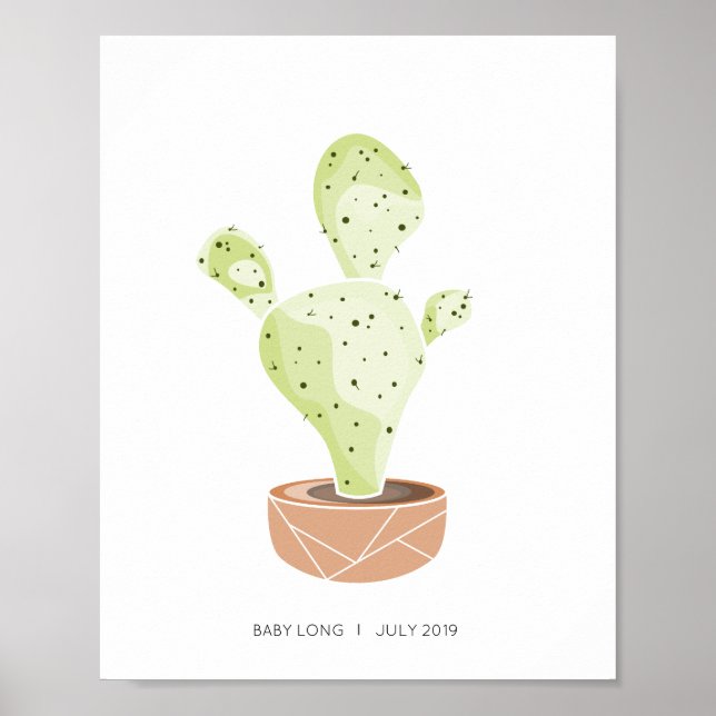 Livre d'or Cactus, Baby shower Succulent (Devant)