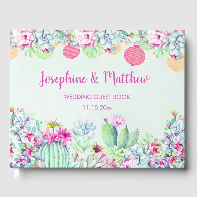 Livre D'or Cactus Lantern Fiesta Succulents Mariage (Recto)