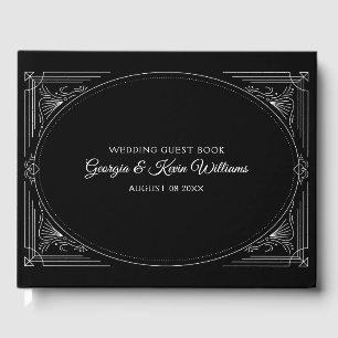 Livre D'or Cadre Art Déco élégant blanc avec texte personnali
