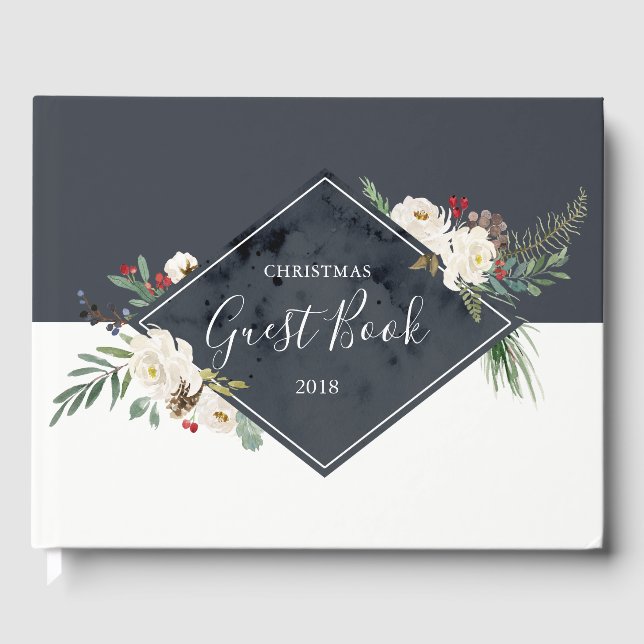 Livre D'or Cadre de bouquet de Noël Holly & White Roses (Recto)