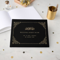 Cadre de dentelle vintage noir or mariage musulman