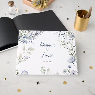 Livre D'or Cadre de fleur sauvage aquarelle bleue
