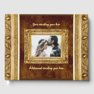 Livre D'or Cadre en cuir doré vintage photo rétro chic orné