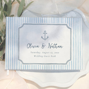 Livre D'or Cadre Fantaisiste Mariage Rayures Bleues Rétro