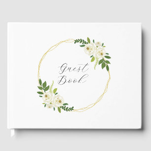 Livre D'or Cadre Floral Rose Blanche Luxueux