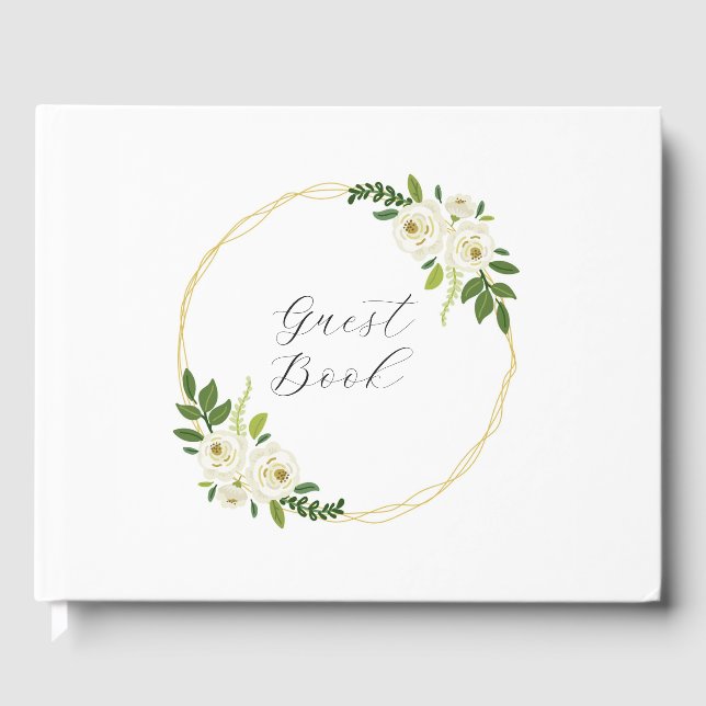 Livre D'or Cadre Floral Rose Blanche Luxueux (Recto)